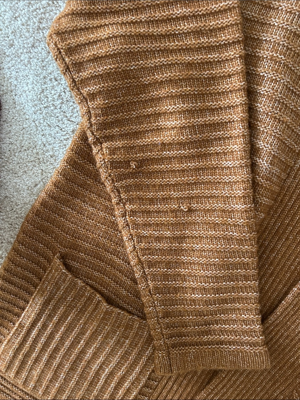 Nine West Rust Brown Open-Front Ribbed Cardigan - Picture 4 of 5